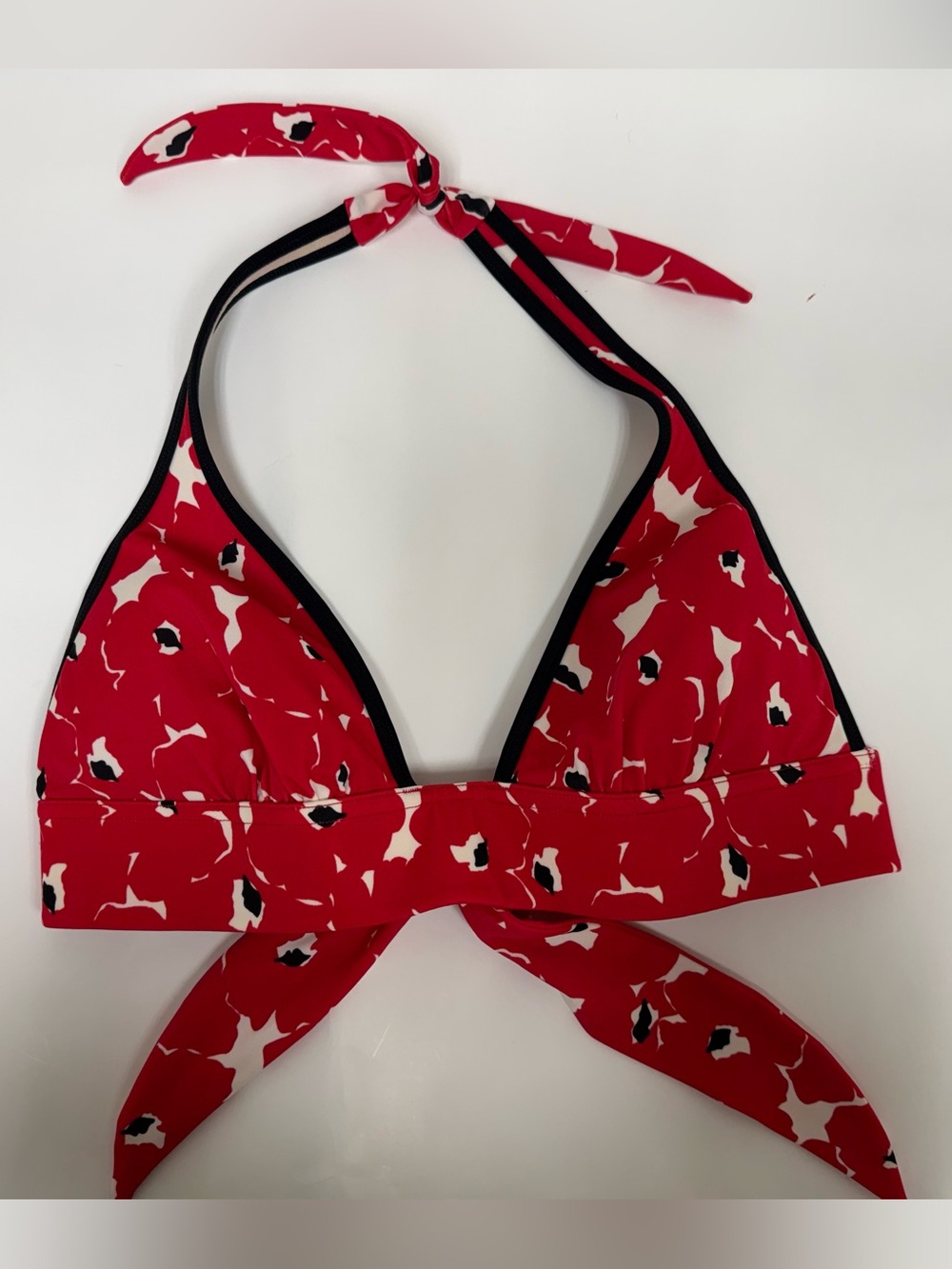 Victoria's Secret Red Floral Bikini Bottom with Black Trim